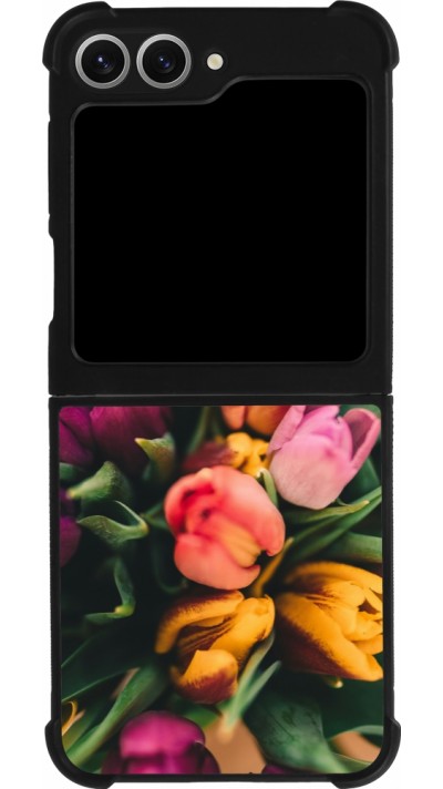 Coque Samsung Galaxy Z Flip6 - Silicone rigide noir Bouquet of tulips Spring 2026