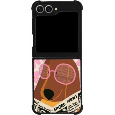 Samsung Galaxy Z Flip6 Case Hülle - Silikon schwarz Dog with newspaper Spring 2026
