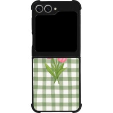 Samsung Galaxy Z Flip6 Case Hülle - Silikon schwarz Green vichy tulips Spring 2026