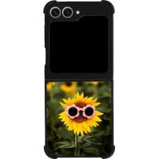 Samsung Galaxy Z Flip6 Case Hülle - Silikon schwarz Sunflower with glasses Spring 2026
