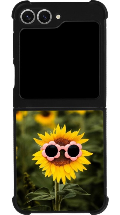 Coque Samsung Galaxy Z Flip6 - Silicone rigide noir Sunflower with glasses Spring 2026