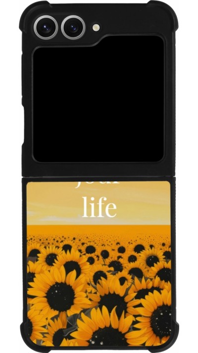 Coque Samsung Galaxy Z Flip6 - Silicone rigide noir Summer 2025 Enjoy your life