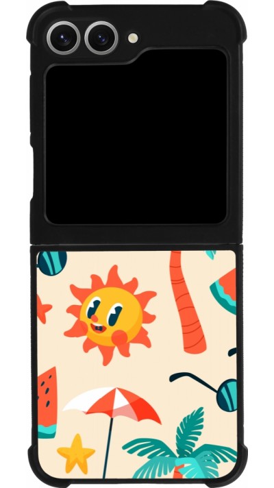 Coque Samsung Galaxy Z Flip6 - Silicone rigide noir Summer 2025 Pattern soleil