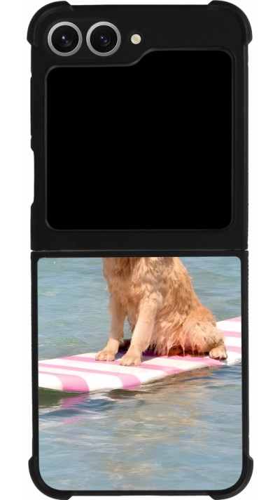 Samsung Galaxy Z Flip6 Case Hülle - Silikon schwarz Summer Dog on Paddle