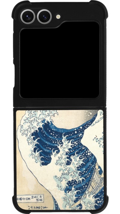 Coque Samsung Galaxy Z Flip6 - Silicone rigide noir Tableau art - La Grande Vague de Kanagawa - Hokusai