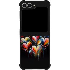 Samsung Galaxy Z Flip6 Case Hülle - Silikon schwarz Valentin 2024 Schwarzes Herz Abstrakt