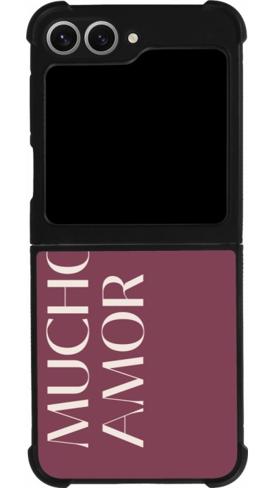 Coque Samsung Galaxy Z Flip6 - Silicone rigide noir Valentine 2024 mucho amor rosado