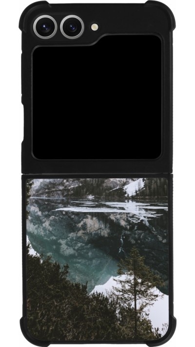 Samsung Galaxy Z Flip6 Case Hülle - Silikon schwarz Winter 22 snowy mountain and lake