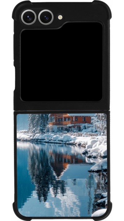 Samsung Galaxy Z Flip6 Case Hülle - Silikon schwarz Winter 25 Winter house forest day