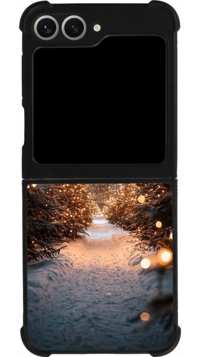 Coque Samsung Galaxy Z Flip6 - Silicone rigide noir Winter 25 Winter snowy road