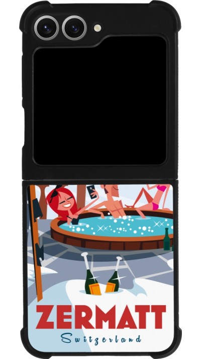 Coque Samsung Galaxy Z Flip6 - Silicone rigide noir Zermatt Mountain Jacuzzi