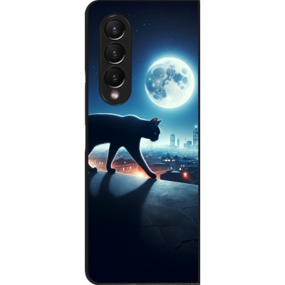 Samsung Galaxy Z Fold3 5G Case Hülle - Schwarze Katze unter dem Vollmond