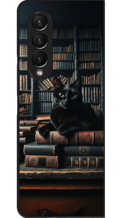 Samsung Galaxy Z Fold4 Case Hülle - Katze Bücher dunkel