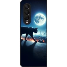 Samsung Galaxy Z Fold4 Case Hülle - Schwarze Katze unter dem Vollmond