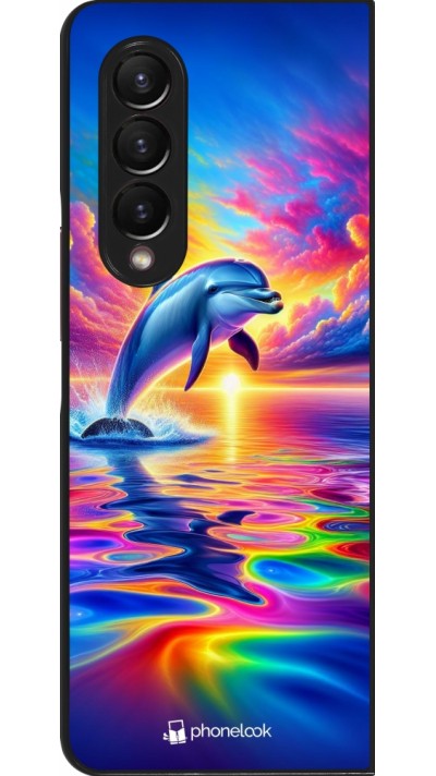 Samsung Galaxy Z Fold4 Case Hülle - Glücklicher Regenbogen-Delfin