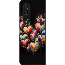 Samsung Galaxy Z Fold4 Case Hülle - Valentin 2024 Schwarzes Herz Abstrakt