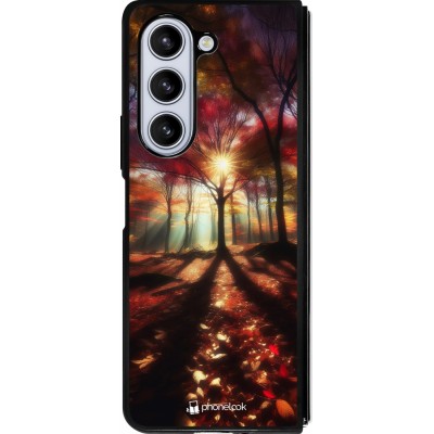 Samsung Galaxy Z Fold5 Case Hülle - Silikon schwarz Herbstlicher goldener Glanz