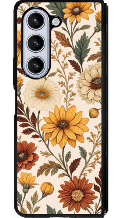 Samsung Galaxy Z Fold5 Case Hülle - Silikon schwarz Autumn 25 Flower pattern