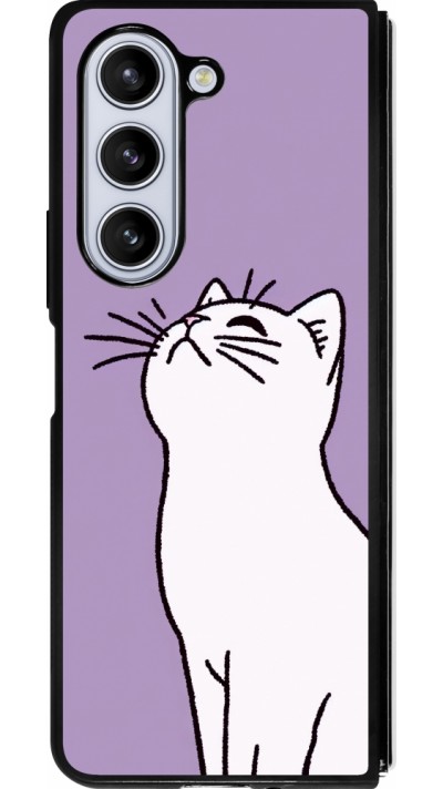 Samsung Galaxy Z Fold5 Case Hülle - Silikon schwarz Chat auf lila Hintergrund