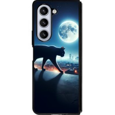 Samsung Galaxy Z Fold5 Case Hülle - Silikon schwarz Schwarze Katze unter dem Vollmond