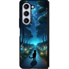 Samsung Galaxy Z Fold5 Case Hülle - Silikon schwarz Schwarze Katze Spaziergang