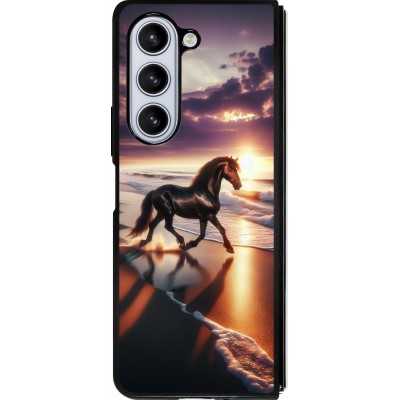 Samsung Galaxy Z Fold5 Case Hülle - Silikon schwarz Pferd majestätisch Strand