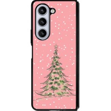 Samsung Galaxy Z Fold5 Case Hülle - Silikon schwarz Christmas 25 Pink Tree
