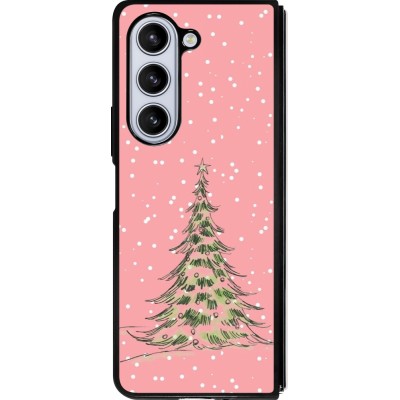 Samsung Galaxy Z Fold5 Case Hülle - Silikon schwarz Christmas 25 Pink Tree