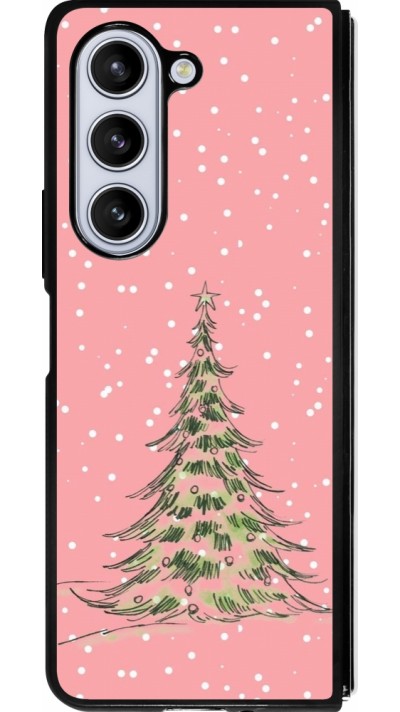 Samsung Galaxy Z Fold5 Case Hülle - Silikon schwarz Christmas 25 Pink Tree