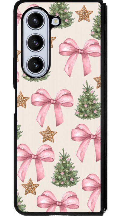 Samsung Galaxy Z Fold5 Case Hülle - Silikon schwarz Christmas 25 Vintage Ribbons