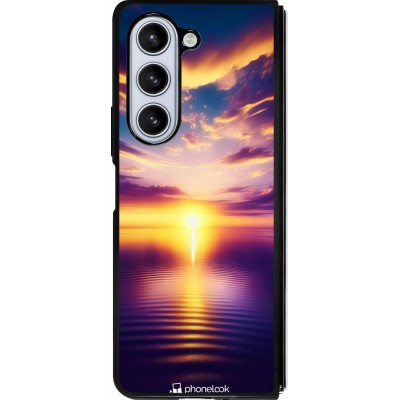 Samsung Galaxy Z Fold5 Case Hülle - Silikon schwarz Sonnenuntergang gelb violett