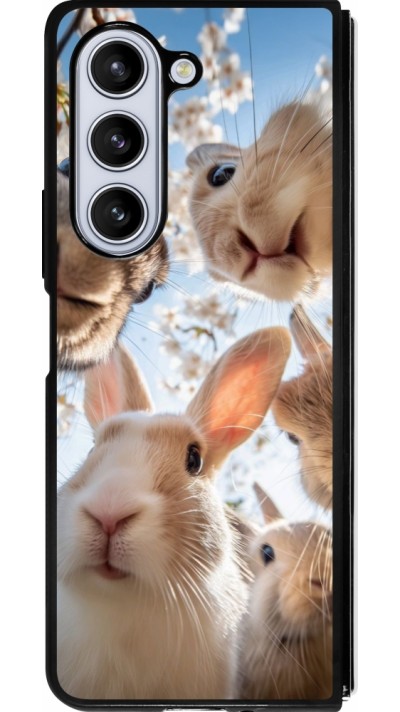 Samsung Galaxy Z Fold5 Case Hülle - Silikon schwarz Easter 2026 Rabbits