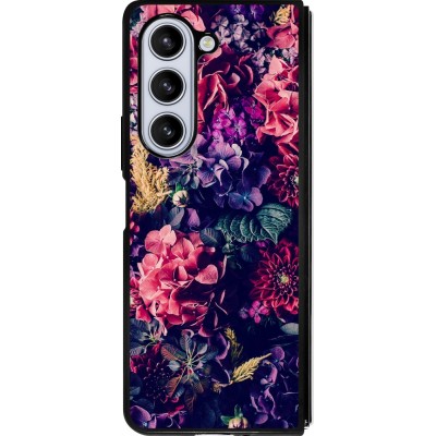 Samsung Galaxy Z Fold5 Case Hülle - Silikon schwarz Flowers Dark