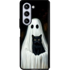 Samsung Galaxy Z Fold5 Case Hülle - Silikon schwarz Halloween 2025 Ghost with black cat
