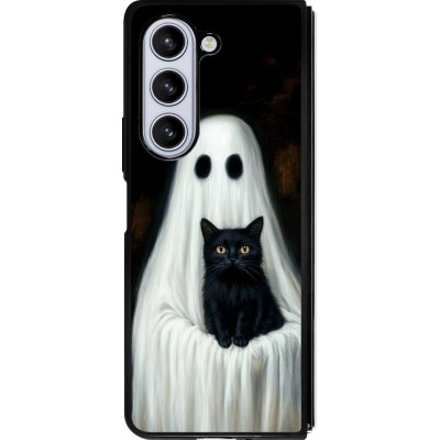 Samsung Galaxy Z Fold5 Case Hülle - Silikon schwarz Halloween 2025 Ghost with black cat