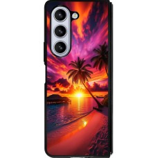 Samsung Galaxy Z Fold5 Case Hülle - Silikon schwarz Malediven Abenddämmerung Glückseligkeit