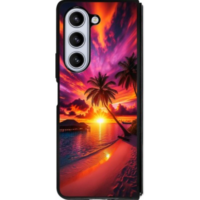 Samsung Galaxy Z Fold5 Case Hülle - Silikon schwarz Malediven Abenddämmerung Glückseligkeit
