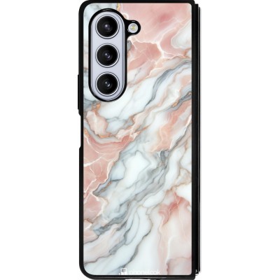 Samsung Galaxy Z Fold5 Case Hülle - Silikon schwarz Rosa Leuchtender Marmor