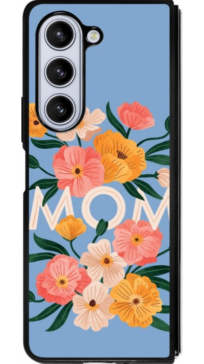 Coque Samsung Galaxy Z Fold5 - Silicone rigide noir Mom 2026 Flowers