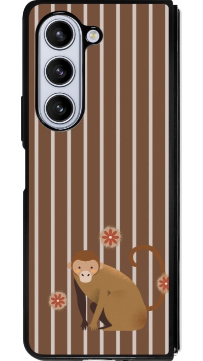 Coque Samsung Galaxy Z Fold5 - Silicone rigide noir Monkey with stripes