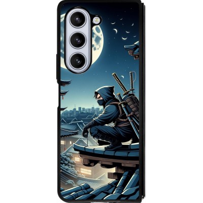 Samsung Galaxy Z Fold5 Case Hülle - Silikon schwarz Ninja unter dem Mond
