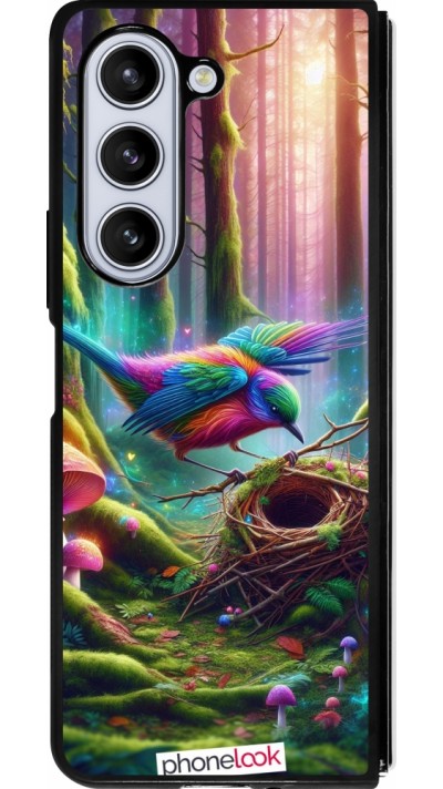 Samsung Galaxy Z Fold5 Case Hülle - Silikon schwarz Vogel Nest Wald