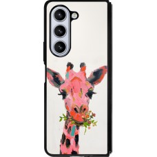 Samsung Galaxy Z Fold5 Case Hülle - Silikon schwarz Pink Girafe Paint