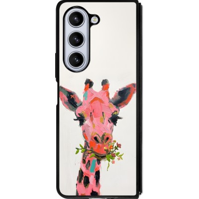Samsung Galaxy Z Fold5 Case Hülle - Silikon schwarz Pink Girafe Paint