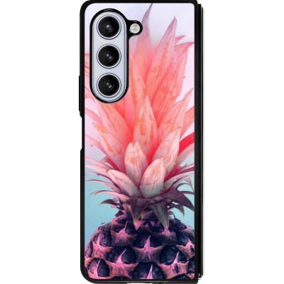 Samsung Galaxy Z Fold5 Case Hülle - Silikon schwarz Purple Pink Pineapple