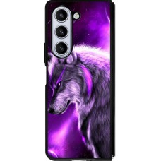 Samsung Galaxy Z Fold5 Case Hülle - Silikon schwarz Purple Sky Wolf