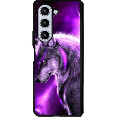 Samsung Galaxy Z Fold5 Case Hülle - Silikon schwarz Purple Sky Wolf