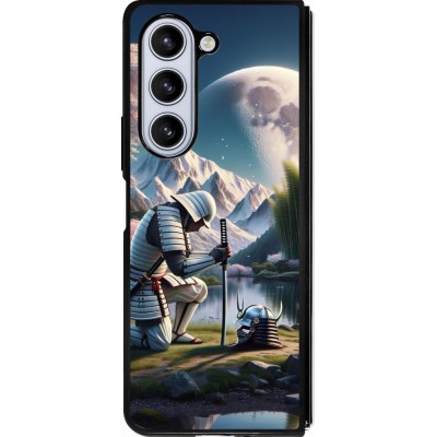 Samsung Galaxy Z Fold5 Case Hülle - Silikon schwarz Samurai Katana Mond