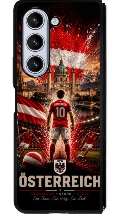 Coque Samsung Galaxy Z Fold5 - Silicone rigide noir Football Autriche splash 2026