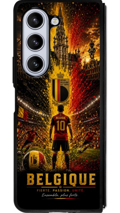 Coque Samsung Galaxy Z Fold5 - Silicone rigide noir Football Belgique splash 2026